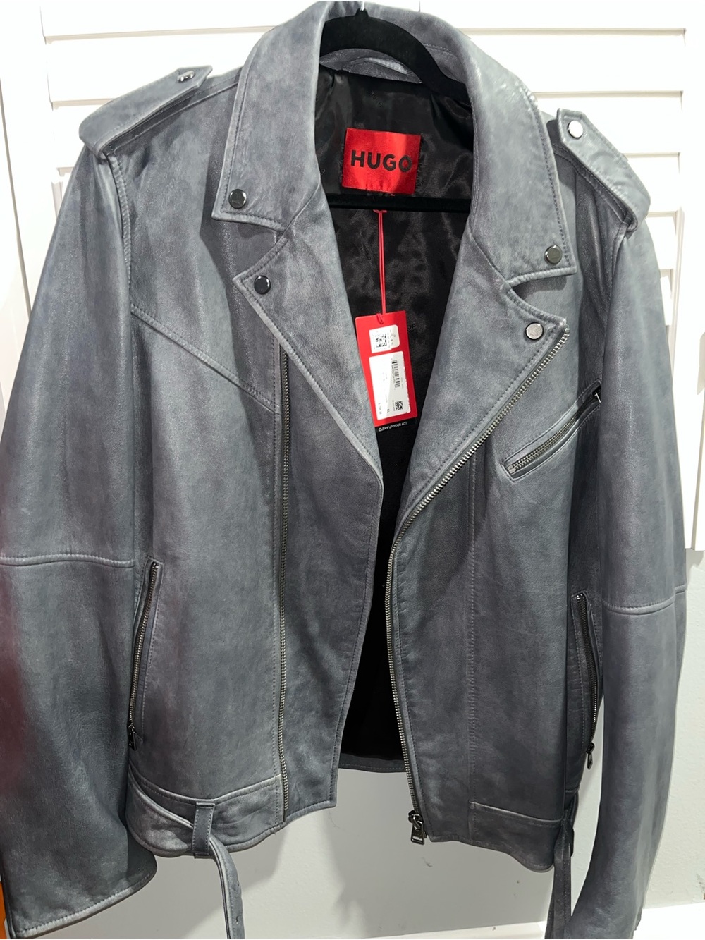 HUGO Gray Suede Motorcycle Jacket